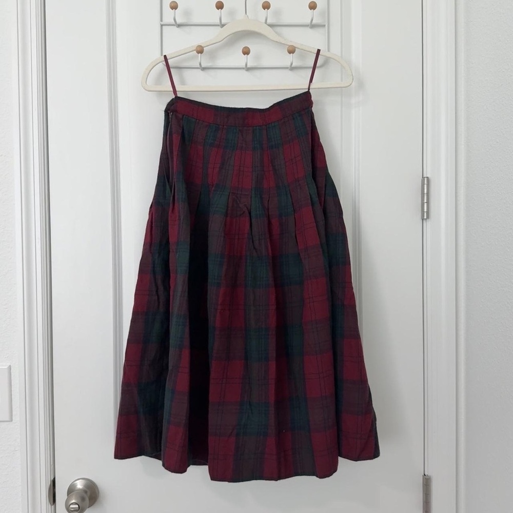 Talbots Red and Green Plaid Midi Dress